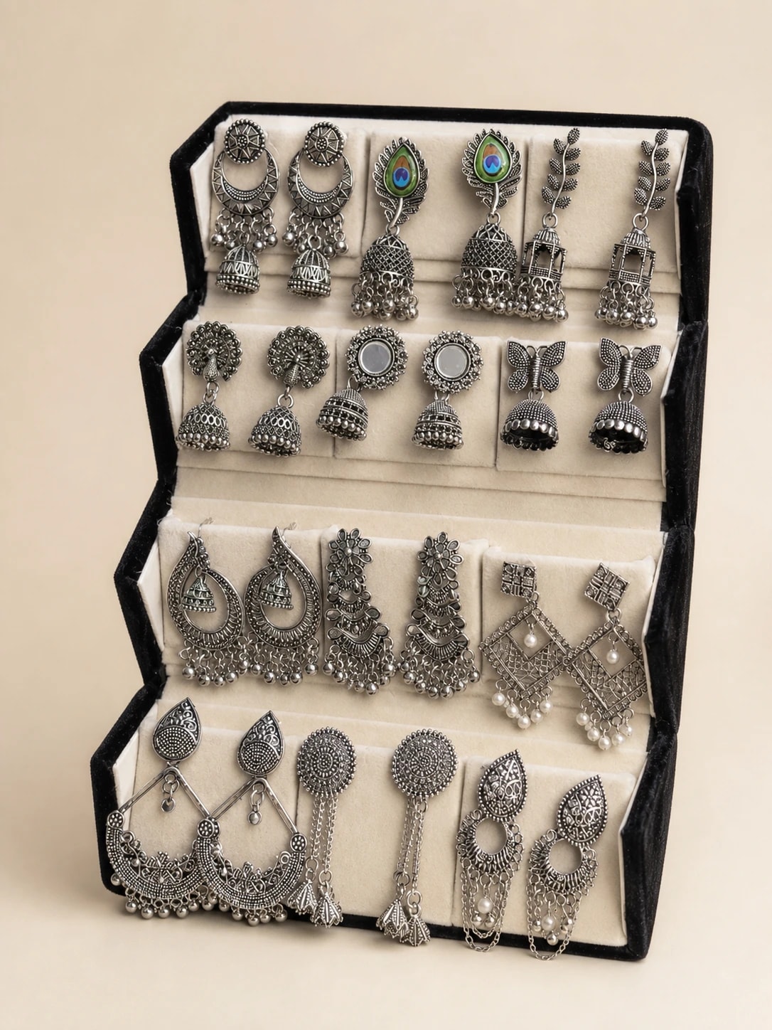 Artisanal Oxidised Earring Luxury Four-Fold Gift Box - View 1